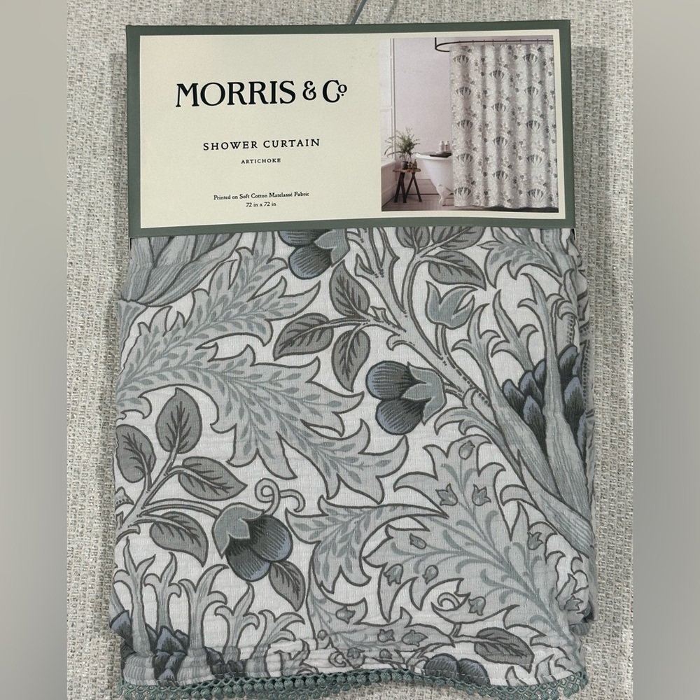 NWT Morris & Co Floral Shower Curtain 72in x 72in
